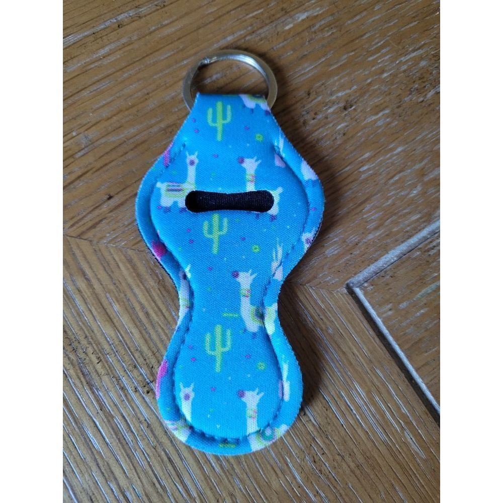 NEW Llamo Cactus Neoprene Chapstick Holder Key Chain and chapstick